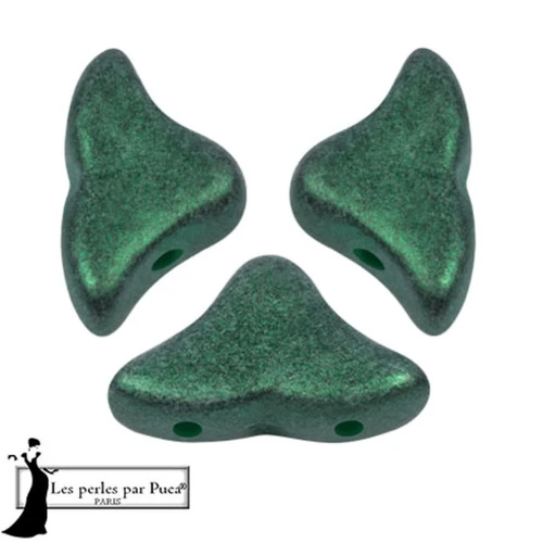 Perles en verre Hélios® par Puca® 6x10mm - Green Forest Metallic Mat x10g