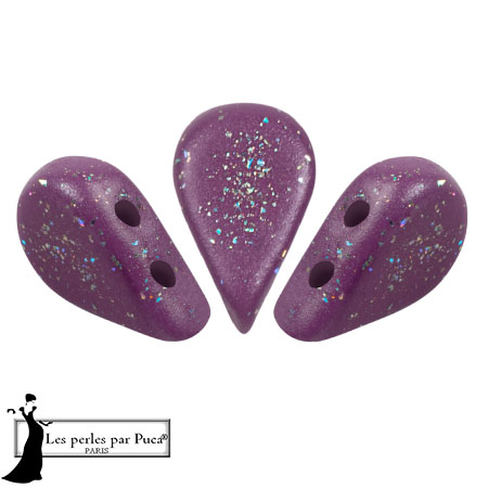Perles en verre Amos® par Puca® 5x8 mm - Dark Magenta Constellation x10g