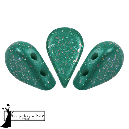 Perles en verre Amos® par Puca® 5x8 mm - Green Constellation x10g