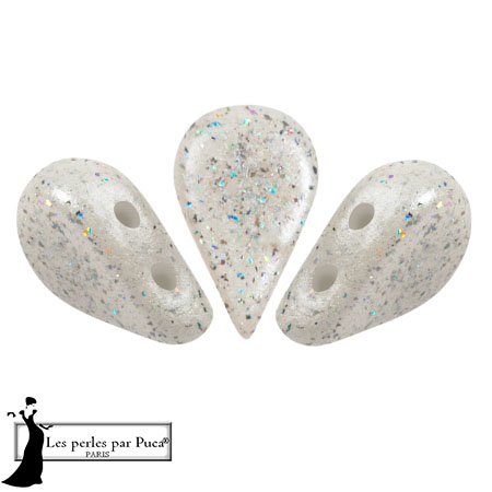 Perles en verre Amos® par Puca® 5x8 mm - White Constellation x10g
