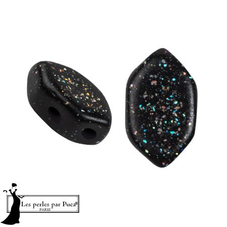 Perles en verre Paros® par Puca® 7x4 mm - Black Constellation x10g