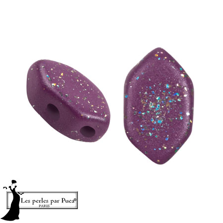 Perles en verre Paros® par Puca® 7x4 mm - Dark Magenta Constellation x10g