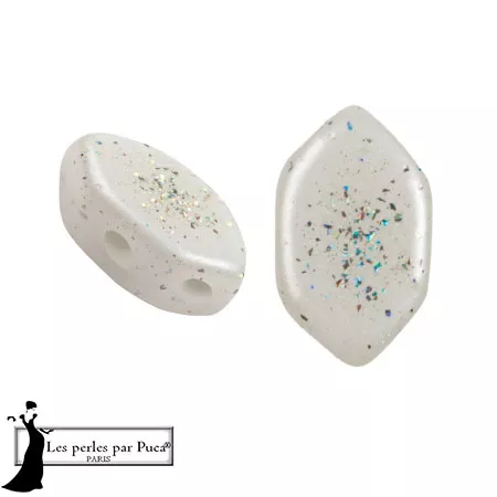 Perles en verre Paros® par Puca® 7x4 mm - White Constellation x10g