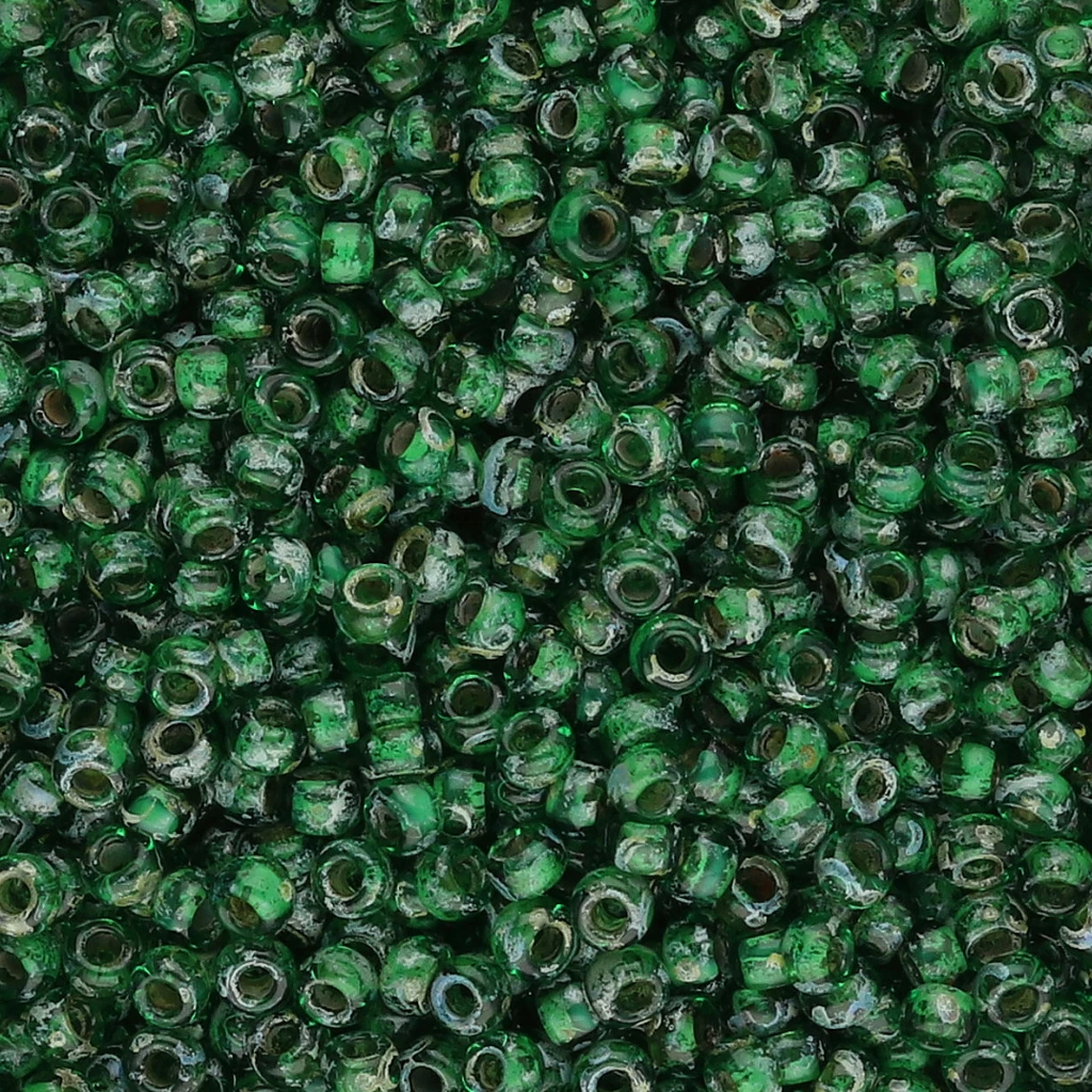 Rocaille Miyuki 11/0 4507 - Transparent Green Picasso x8g - Perles & Co