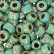Perles de rocailles Matubo 7/0 - 3.5 mm Green Turquoise Picasso x10g