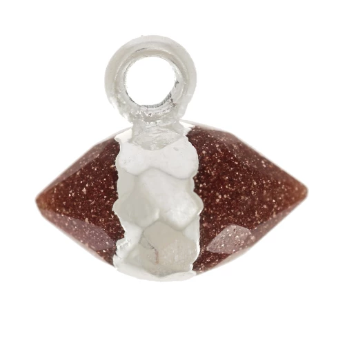 Breloque pointe facettée 9x10.5 mm imitation gemme - Gold Stone - Argent 925 x1