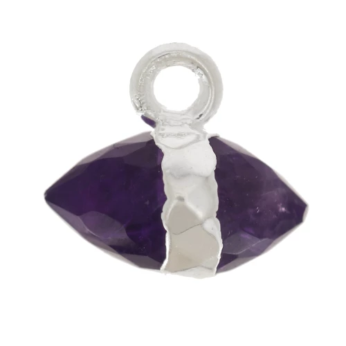 Breloque pointe facettée 9x10.5 mm pierre gemme - Amethyste - Argent 925 x1