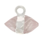 Breloque pointe facettée 9x10.5 mm pierre gemme - Quartz rose - Argent 925 x1|raw }}
