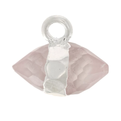 Breloque pointe facettée 9x10.5 mm pierre gemme - Quartz rose - Argent 925 x1