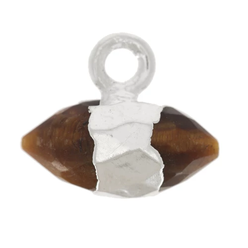 Breloque pointe facettée 9x10.5 mm pierre gemme - Oeil de Tigre - Argent 925 x1