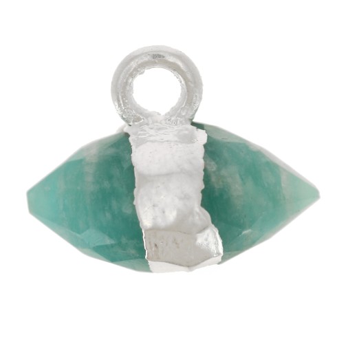Breloque pointe facettée 9x10.5 mm pierre gemme - Amazonite - Argent 925 x1