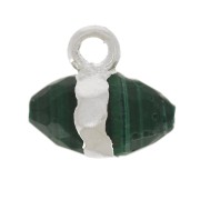 Breloque pointe facettée 9x10.5 mm pierre gemme - Malachite - Argent 925 x1|raw }}