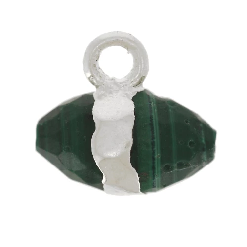 Breloque pointe facettée 9x10.5 mm pierre gemme - Malachite - Argent 925 x1