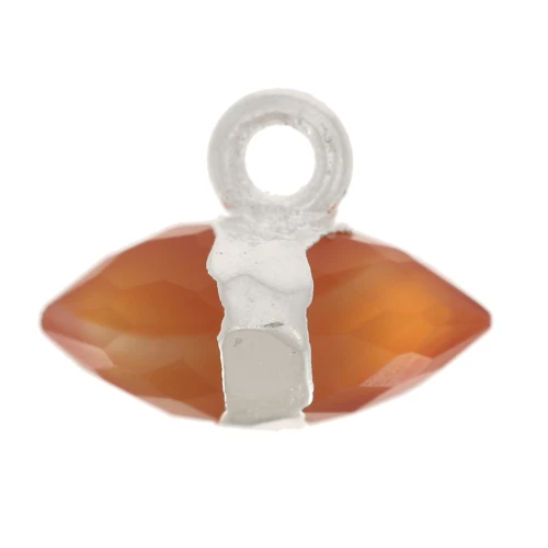 Breloque pointe facettée 9x10.5 mm pierre gemme teintée - Agate rouge - Argent 925