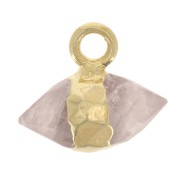 Breloque pointe facettée 9x10.5 mm pierre gemme - Quartz rose - Doré à l'or fin