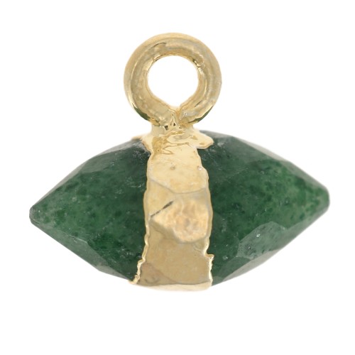 Breloque pointe facettée 9x10.5 mm pierre gemme - Aventurine - Doré à l'or fin