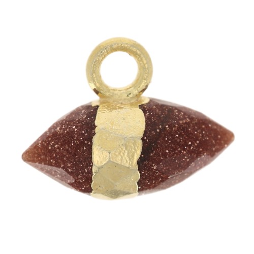 Breloque pointe facettée 9x10.5 mm imitation gemme - Gold Stone - Doré à l'or fin