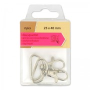 Lot de 2 mousquetons 25x40 mm rhodié x1