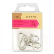 Lot de 2 mousquetons 25x40 mm rhodié x1