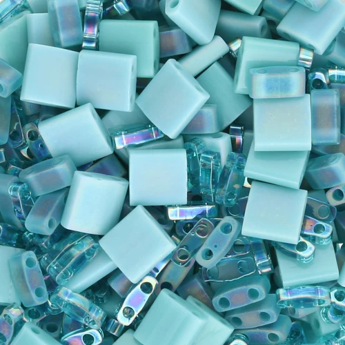 Mix de perles Miyuki - Quarter - Half et Tila Beads - Laguna Blue x10g