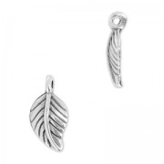 Breloque feuille 13x7 mm Placage Argent fin vieilli x1|raw }}
