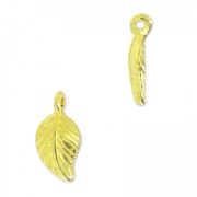 Breloque feuille 13x7 mm Doré à l'or fin x1|raw }}