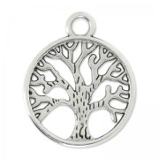 Pendentif arbre de vie 24 mm Placage Argent fin vieilli x1