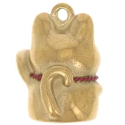 Breloque chat chance Maneki Neko 18x13 mm avec résine époxy - Acier inox 304 Doré