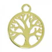 Pendentif arbre de vie 24 mm Doré à l'or fin x1