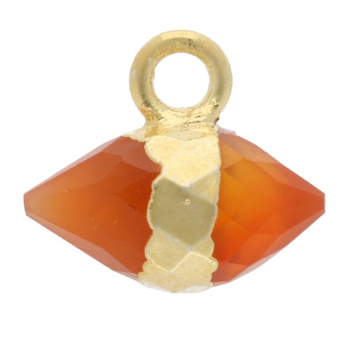 Breloque pointe facettée 9x10.5mm pierre gemme teintée Cornaline - Doré à l'or fin