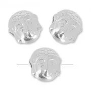 Perle buddha 7 mm Placage Argent fin vieilli x1