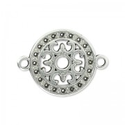 Intercalaire rond filigrané 2 anneaux 14 mm Placage Argent fin vieilli x1