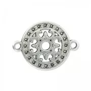 Intercalaire rond filigrané 2 anneaux 14 mm Placage Argent fin vieilli x1