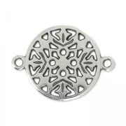 Intercalaire rond filigrané 2 anneaux 20 mm Placage Argent fin vieilli x1