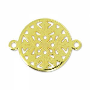 Intercalaire rond filigrané 2 anneaux 20 mm Doré à l'or fin x1