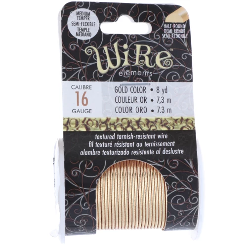 Fil de cuivre rond martelé 1.29 mm semi dur - Doré anti-ternissement x7.3m