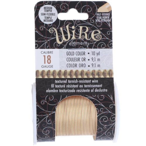 Fil de cuivre rond strié 1.02 mm semi dur - Doré anti-ternissement x9.1m