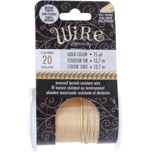 Fil de cuivre rond torsadé 0.81mm semi dur - Doré anti-ternissement x13.7m