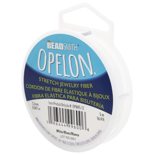 Fil en fibre élastique Opelon 1.2 mm - Blanc x5m