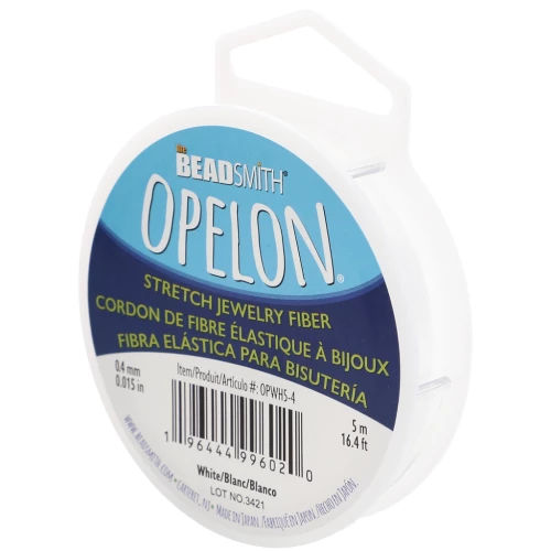 Fil en fibre élastique Opelon 0.4 mm - Blanc x5m