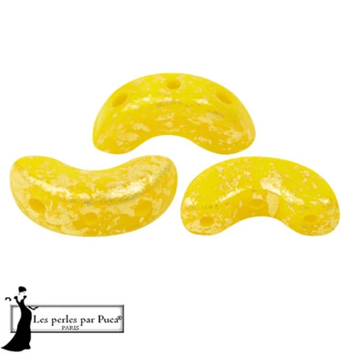 Perles en verre Arcos® par Puca® 5x10 mm - Opaque Jonquil Splash x10g