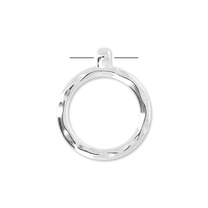 Pendentif anneau martelé 33 mm Placage Argent fin vieilli x1