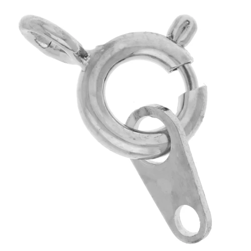 Fermoir à ressort avec attache tag 5 mm - Rhodié x1