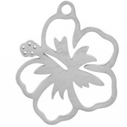 Pendentif fleur Hibiscus 21.5x18 mm - Acier inoxydable 304 x1