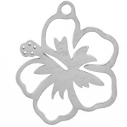 Pendentif fleur Hibiscus 21.5x18 mm - Acier inoxydable 304 x1