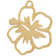 Pendentif fleur Hibiscus 21.5x18 mm - Acier inoxydable 304 Doré x1|raw }}