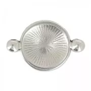 Intercalaire rond travaillé 2 anneaux 23 mm Placage Argent fin vieilli x1