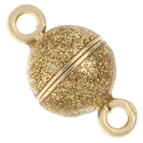 Fermoir boule aimanté 10 mm et résine époxy - Argent 925 Doré à l'or fin - Doré