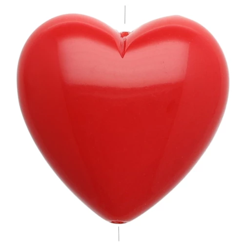 Perle coeur 17x18 mm en résine opaque - Rouge foncé x1