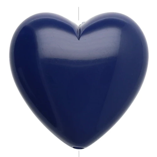 Perle coeur 17x18 mm en résine opaque - Bleu foncé x1